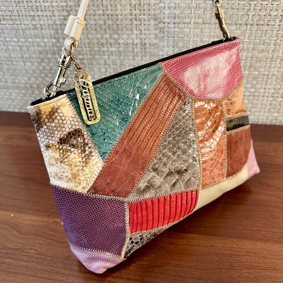 🌟2xHP🌟VTG 1980s Snake & Lizard Skin Patchwork Color Block Shoulder/Crossbody Bag - Picture 5 of 14